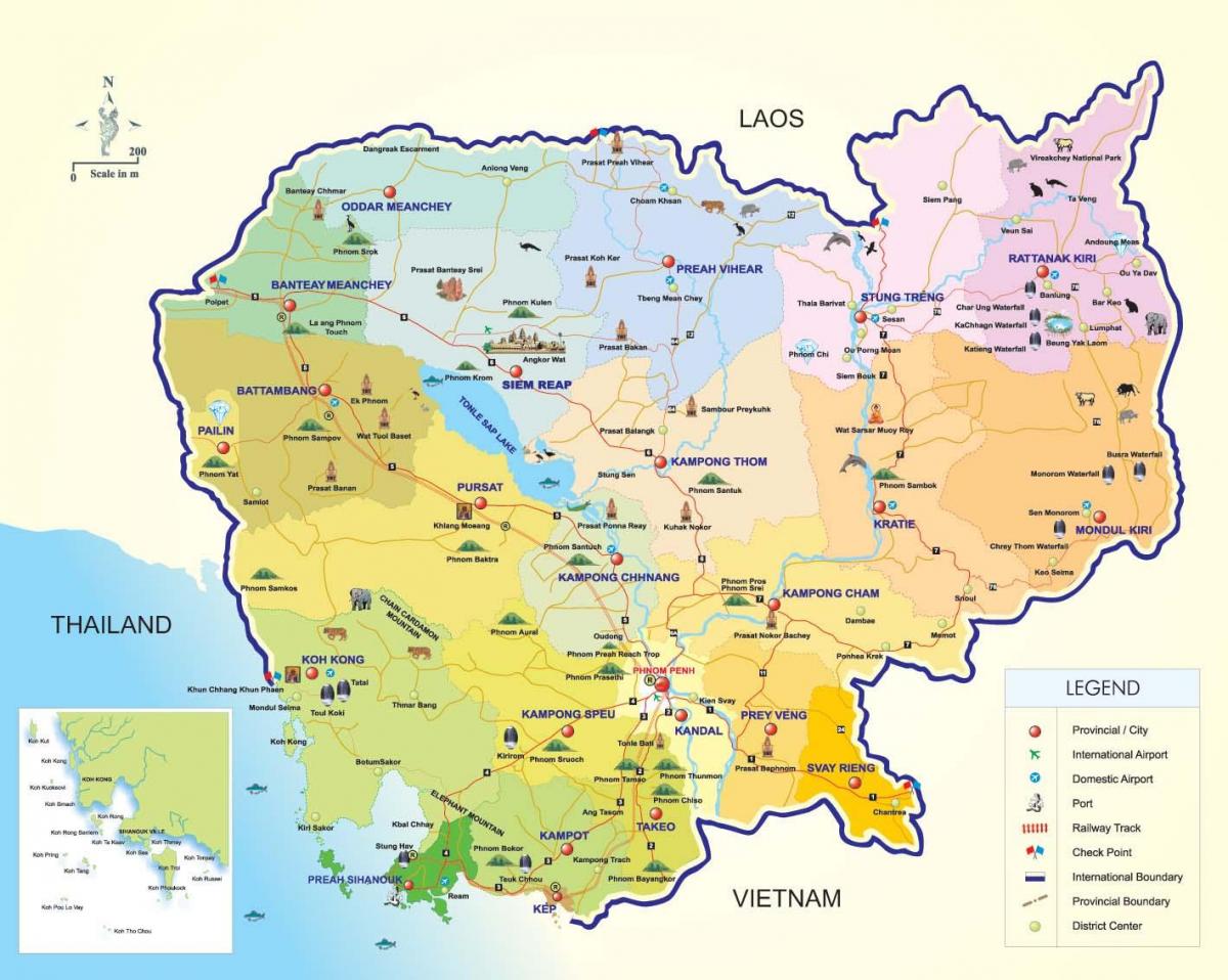 Kartta Kambodža lentokentät