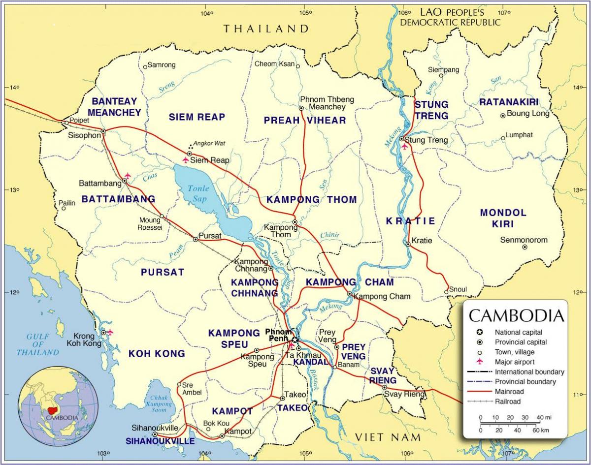 Kartta Kambodža road