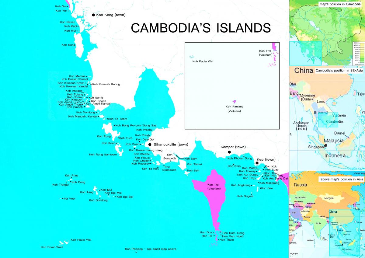 Kartta Kambodžan saarilla