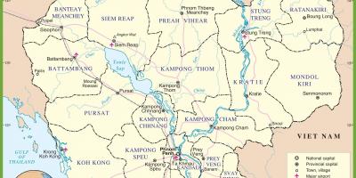 Kartta Kambodžan poliittinen