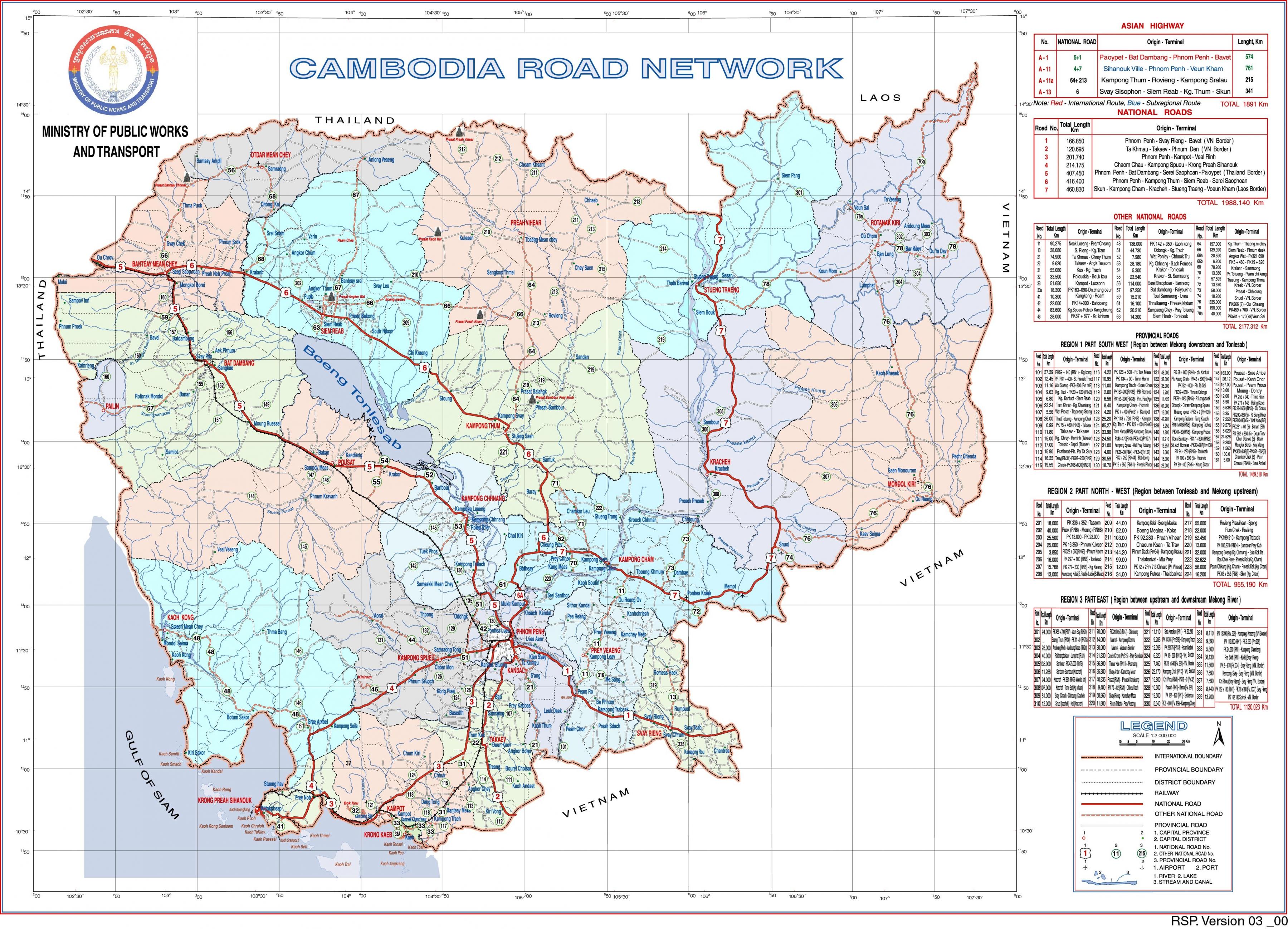 Kambodža juna kartta - Kambodža railway kartta (Etelä-Itä-Aasia - Aasia)