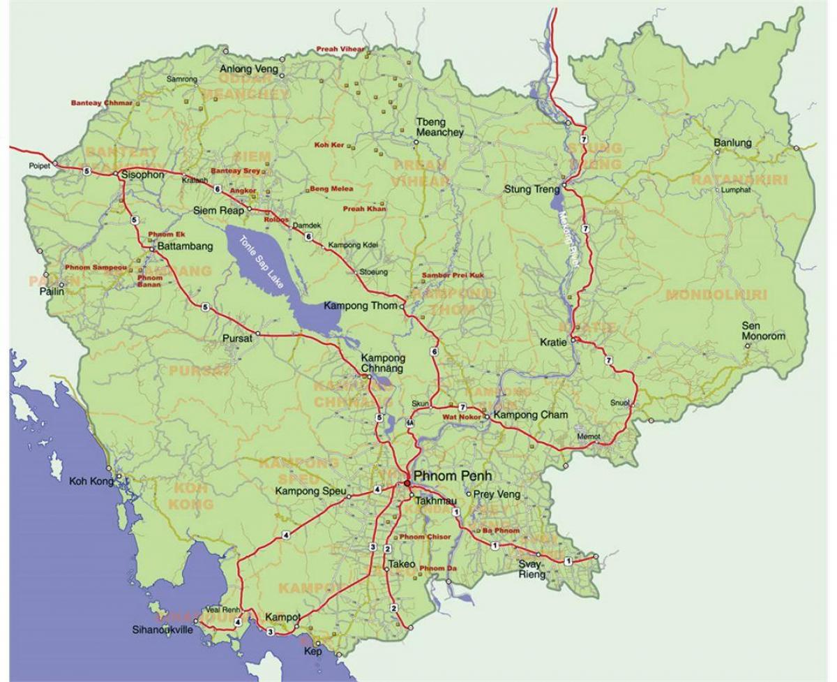 yksityiskohtainen kartta Kambodža
