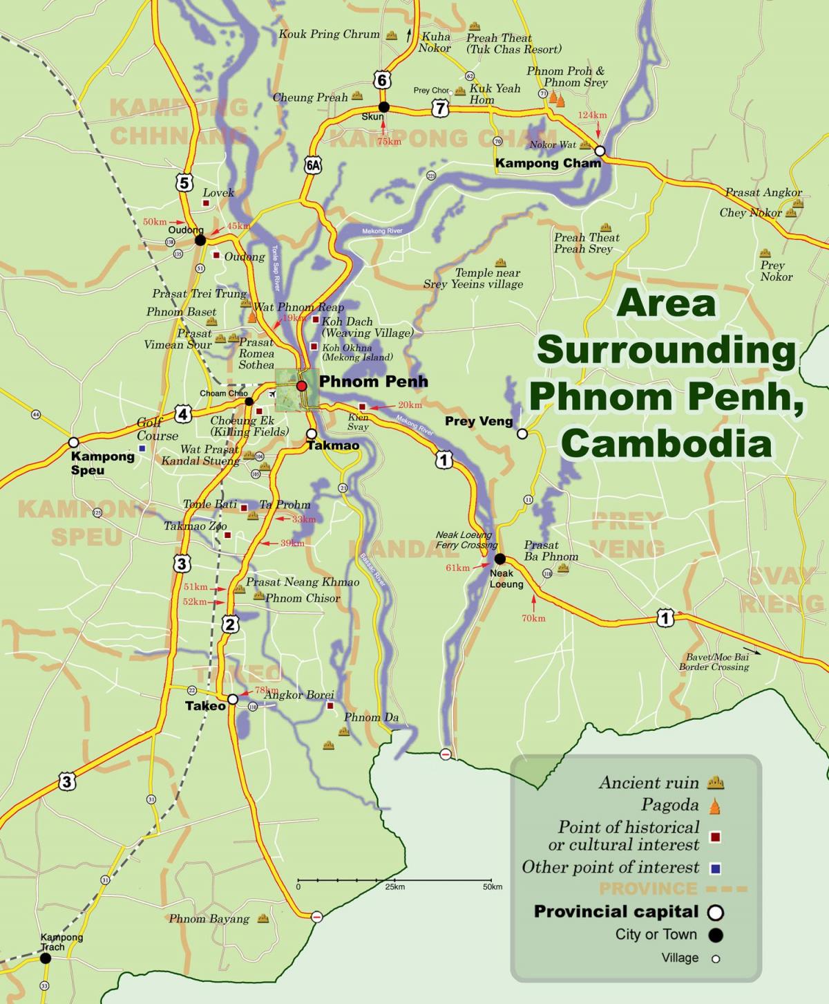 Kartta phnom penh, Kambodža