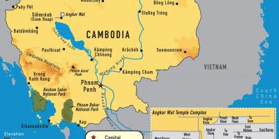Angkor kartta Kambodža